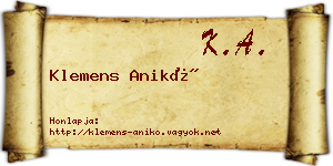 Klemens Anikó névjegykártya