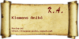 Klemens Anikó névjegykártya